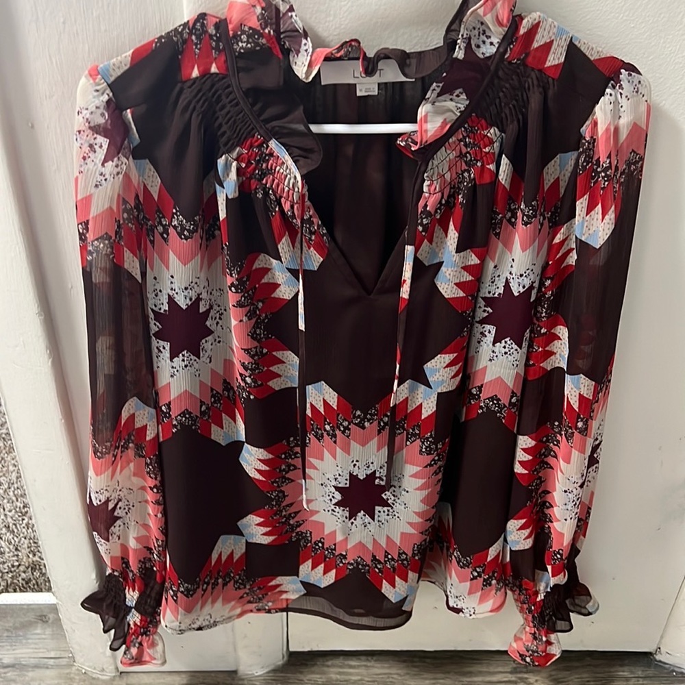 LOFT patterned blouse, M